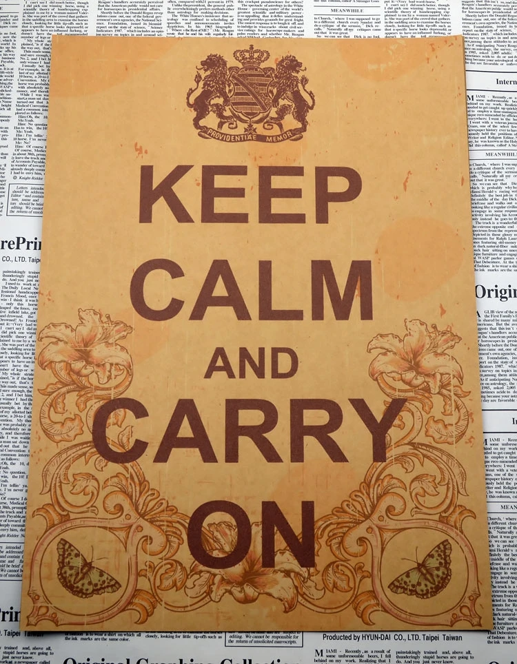 

Calm and carry on keep keep cool World War II retro poster study office decoration painting