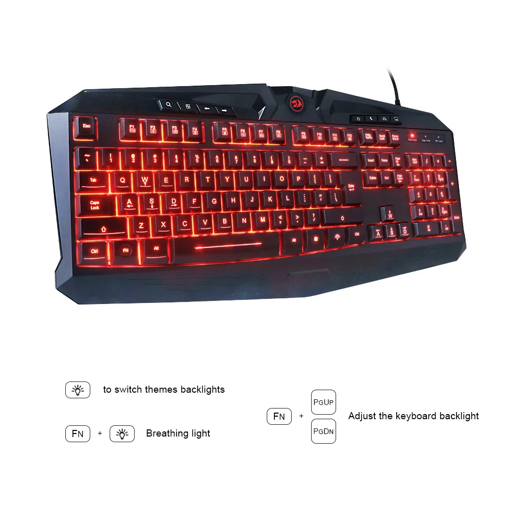 Redragon K503 игровая клавиатура RGB светодиодный подсветкой, украшенное мозаикой из драгоценных камней, 12 специальные мультимедийные клавиши в общей сложности 112 тихие клавиши полноразмерная клавиатура