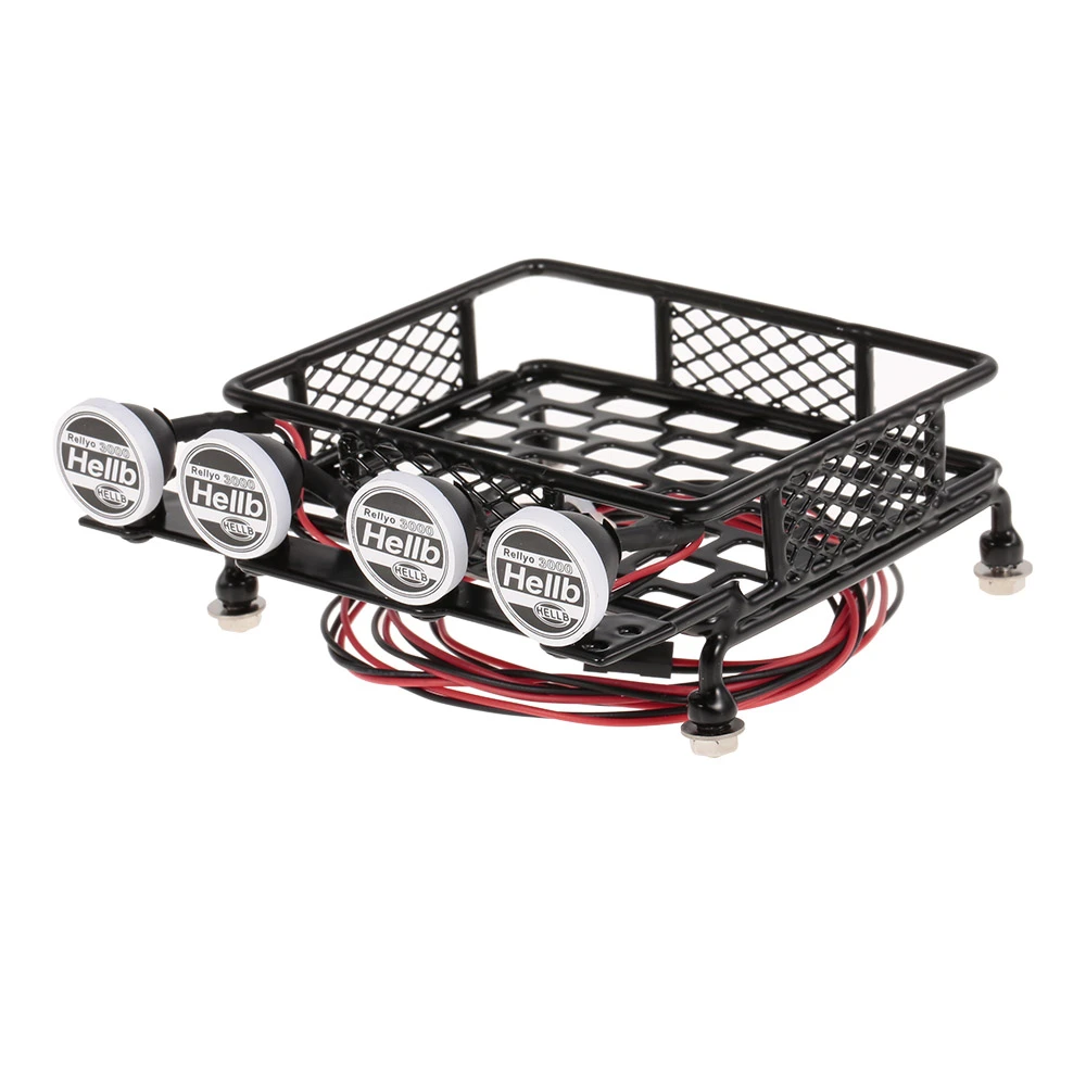 Festnight Roof Rack Luggage Carrier with Light Bar for 1//10 RC Crawler Axial SCX10 D90 110 Traxxas TRX-4 Tamiya HSP RC Car Parts