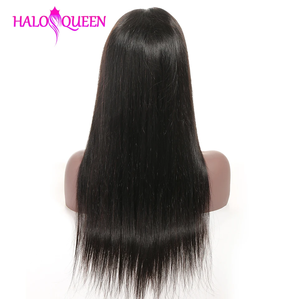 HALOQUEEN 13X4 человеческие парики из перуанских человеческих волос, прямые, предварительно сорванные, Детские волосы, 8-22 дюймов, не Реми, человеческие волосы, парики с закрытием