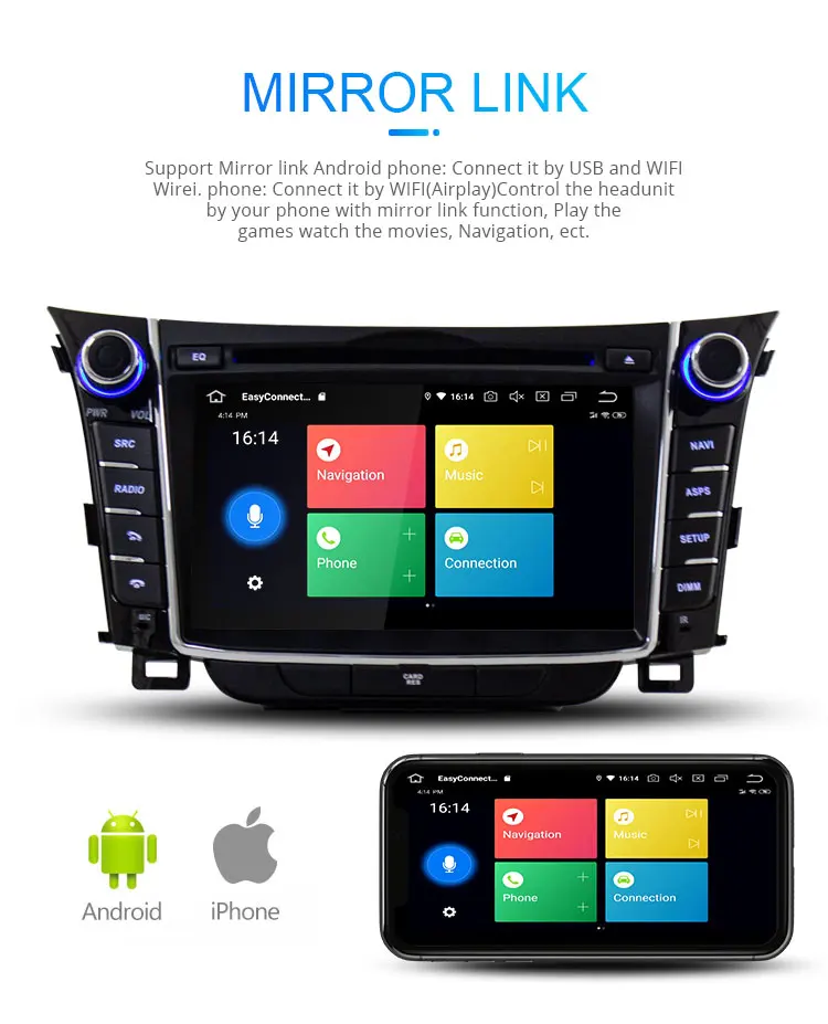 Sale LJHANG 2 Din Android 9.0 Car DVD Player For HYUNDAI i30 Elantra GT 2012-2016 GPS Navi WIFI Multimedia Auto Radio Headunit Stereo 6