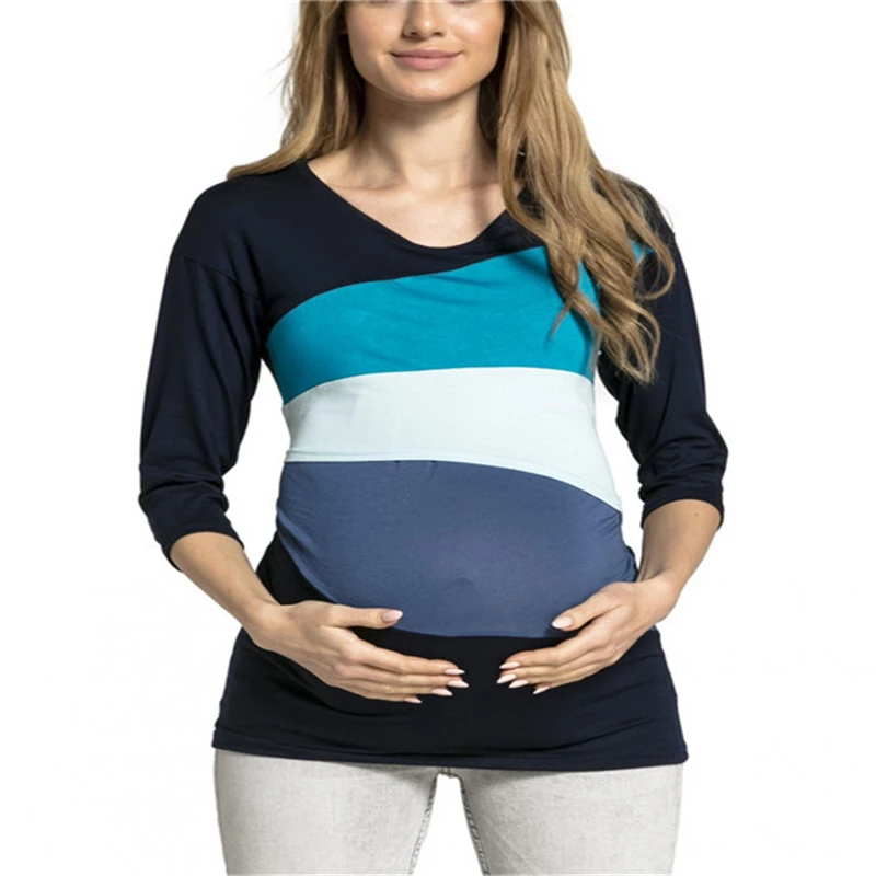 Buy Maternity Nursing Multicolor Striped Clothes Long