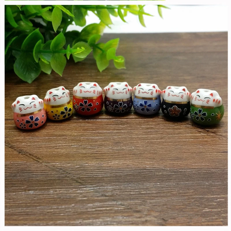 Maneki Neko Chat Porte Bonheur Chinois En Ceramique Creatif 7 Couleurs Mignon Peint A La Main Suspendu Mascotte Dessin D Argent Nouveaute Aliexpress