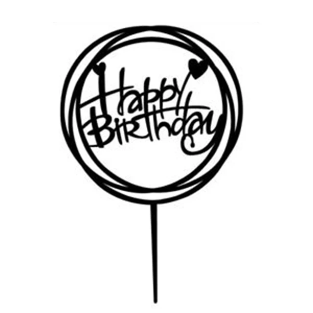 Cake Topper Insert Card Happy Birthday Circle Frame Cake Topper Party