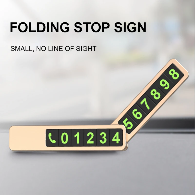 

New Folding Car Temporary Parking Card Phone Number Plate Luminous Telephone Number Park Stop Automobile Accessories Car-styling