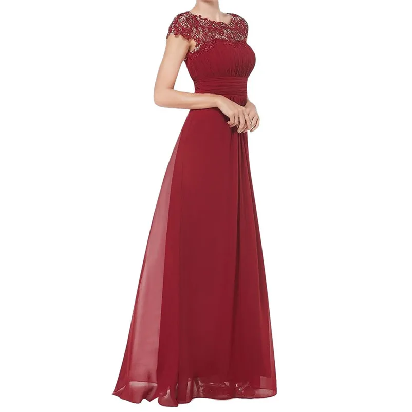 Chiffon Summer Dress Women 2018 Elegant Slim Lace Long Party Dress Wedding Bridesmaids Maxi Dresses vestidos ukraine N28 (18)