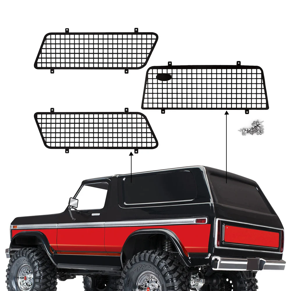 Металлическая защитная сетка для окон с логотипом 3 шт. 1:10 RC Rock Crawler Traxxas TRX4 Bronco Ranger