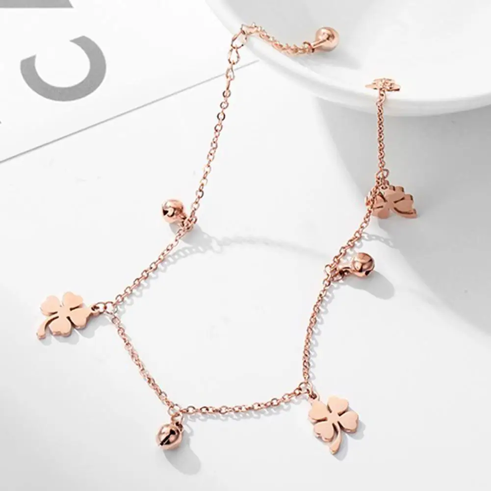 

Lucky Clover Bells Charm Anklet Foot Chain Women Summer Sandal Ankle New
