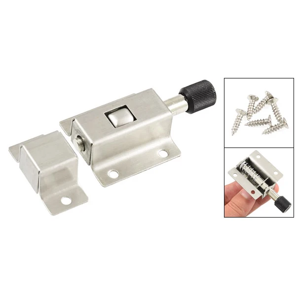 1.57" StaInless Steel SpRing Loaded Automatic Door Bolt Silver Tonein