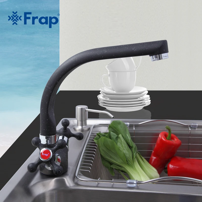 Frap Multicolor Spray Painting Kitchen Faucet Cold and Hot Water Mixer Tap 360 Rotation Dual Holder