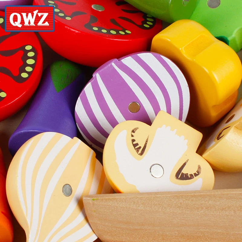 Деревянные игрушки QWZ для детей кухни резки фруктов и овощей обучающие мамы сада