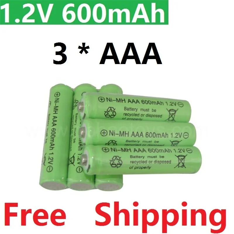 Перезаряжаемая 3 шт./партия батарея AAA 600mAh 1,2 V Ni-MH 3A нейтральная батарея 500 раз зарядка для фонариков электронных игрушек и т. Д