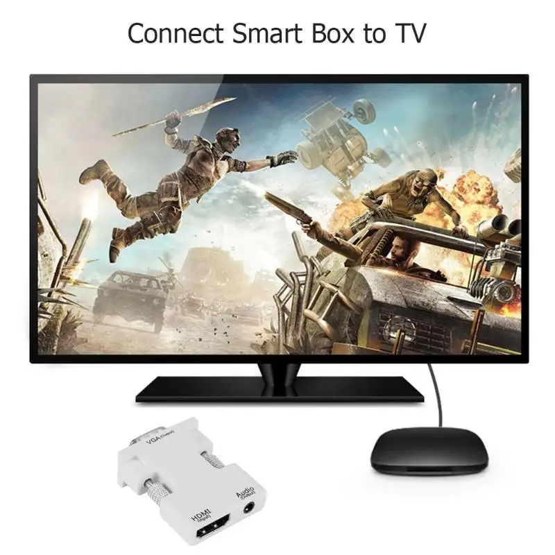 HDMI Женский к VGA штепсельный преобразователь адаптер с аудио кабелем поддержка 1080P