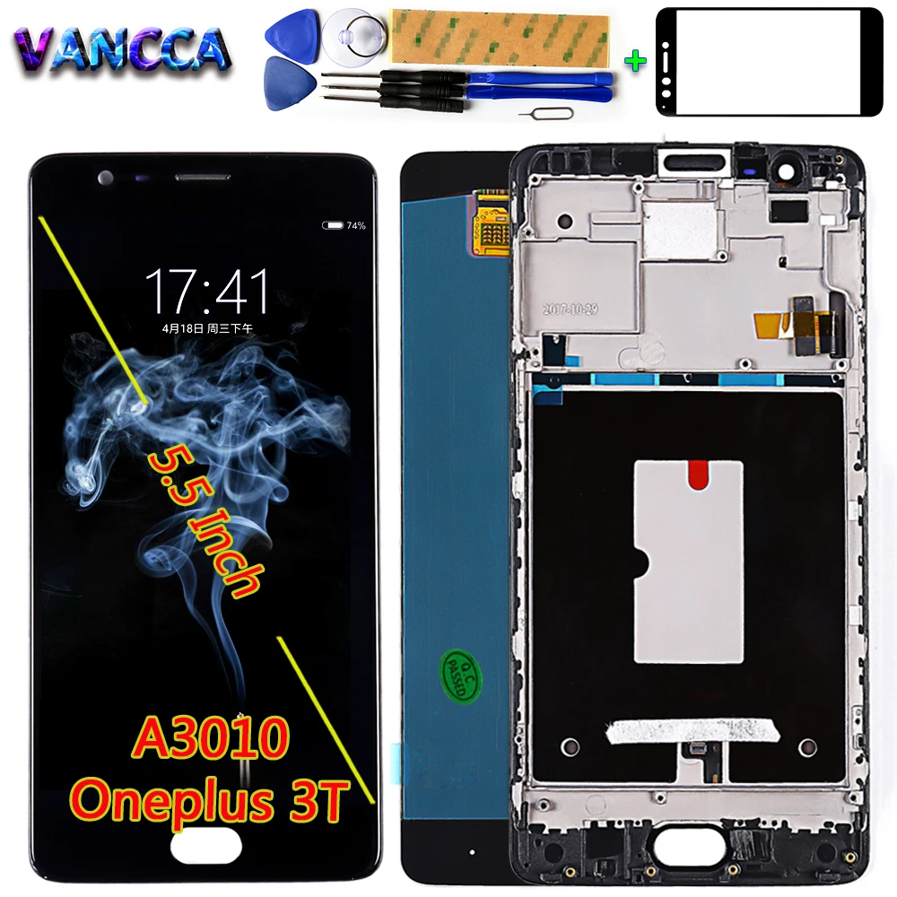 

100% Tested LCD display for oneplus 3 A3000 Touch Screen for Oneplus three A3003 Digitizer Assembly 1920*1080 Frame with Tools