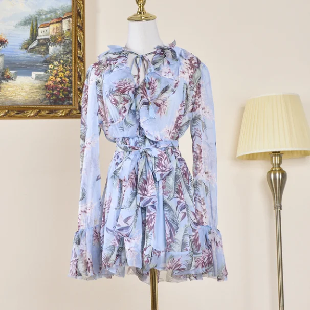 Best Price Women Dress Spring Summer 2018 New Fashion Light Blue Print Chiffon Dress Girl Students Sexy Holiday Mini Beach Dress Vestido Best Price Women Dress Spring Summer 2018 New Fashion Light Blue Print Chiffon Dress Girl Students Sexy Holiday Mini Beach Dress Vestido