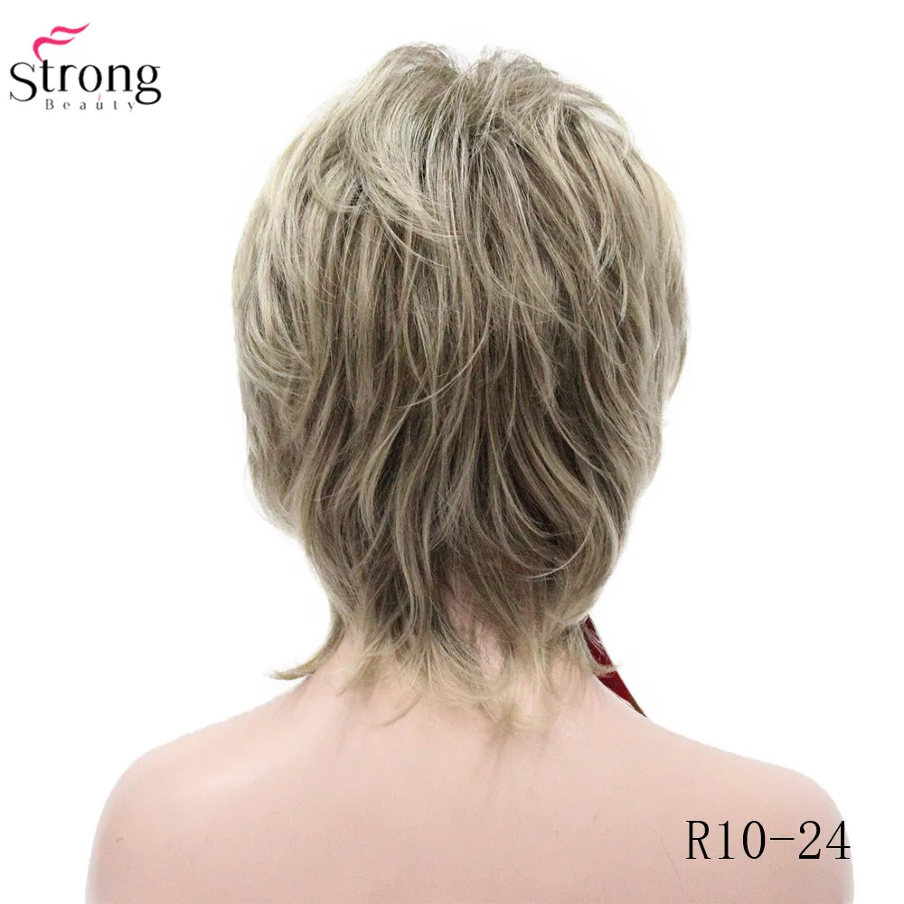 L-1943A #R10-24 Elegant Bady Wavy Medium Brown Mix Dark Blonde Neck Length Synthetic Women's Wig (3)