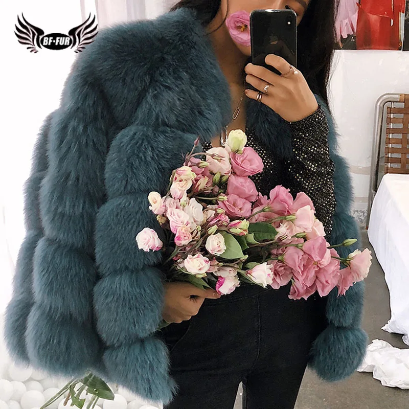 Женское пальто с натуральным мехом BFFUR, Черное и серое теплое праздничное платье-парка с натуральным мехом на каждый день, 2019 Женское пальто с натуральным мехом BFFUR, Черное и серое теплое праздничное платье-парка с натуральным мехом на каждый день, 2019