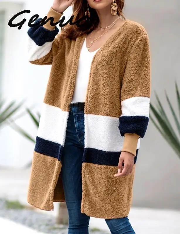 

2019 Long Pearl Cashmere Cardigan Sweater Women Wool Long Sleeve Open Stitch Knitted lady's Sweater Cardigans V neck Jacket Coat