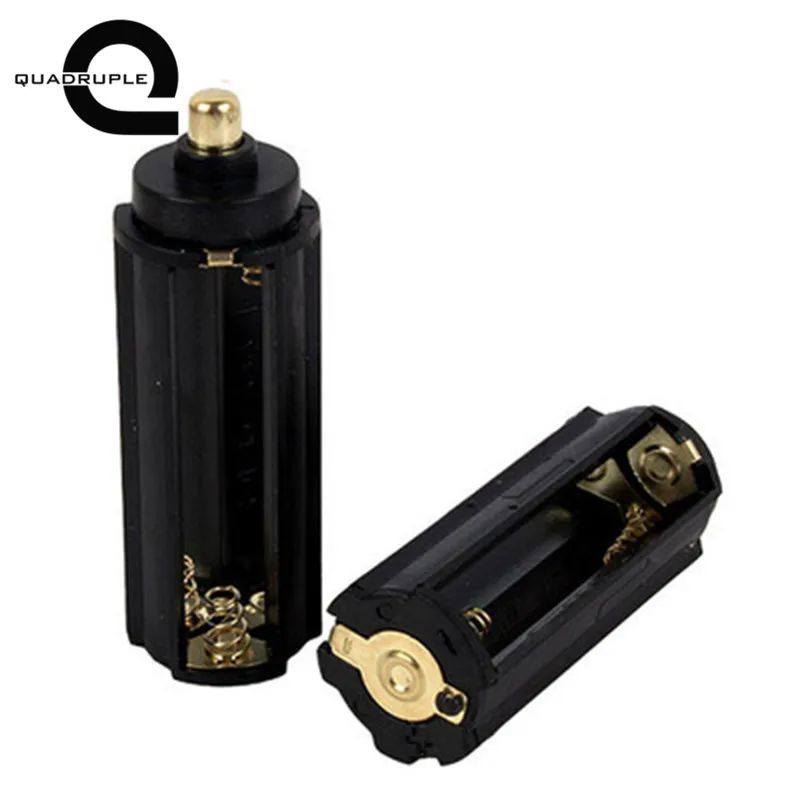 

Quadruple 2Pcs Black Cylindrical 3 AAA Battery Holder Box Plastic Metal Battery Adapter Case for Flashlight Torch