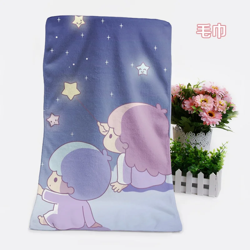 IVYYE 1PCS Little Twin Star Fashion Customized Anime Bath Towels Handkerchief Soft Face Towel Cartoon Washcloth Unisex NEW