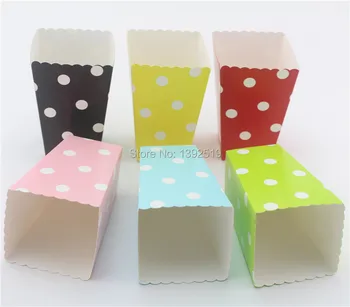 

Free Shipping 480pcs Popcorn TREAT BOXES Polka Dots Spots - Birthday Party Favour Loot Paper Boxes Snack Boxes Wedding Gifts