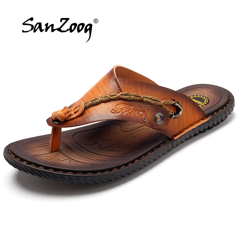 

Microfiber Leather Slippers Summer Fashion Men Flip Flops Slippers Breathable Comfortable Men Flip-Flops Big Size 47
