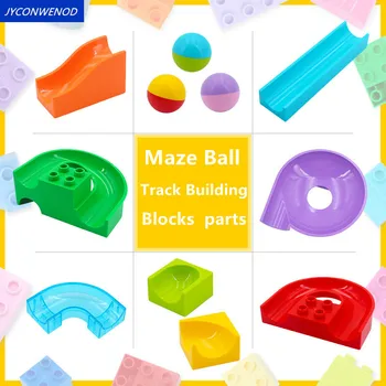 

Large Particle Building Blocks Accessories Marble Race Run Maze Ball Track Slide Bricks Compatible DuploINGlys Toys for Children
