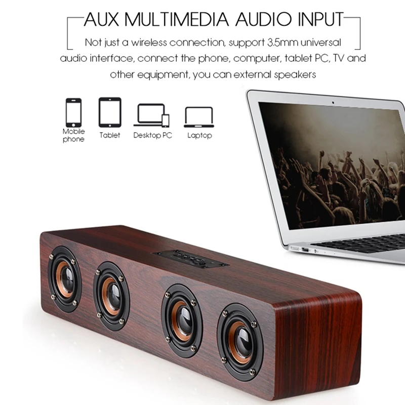 AABB-12W Hifi Bluetooth динамик s беспроводной стерео сабвуфер динамик деревянный домашний аудио Настольный динамик Громкая связь Tf звуковая коробка