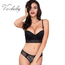 Varsbaby 2016 New Women’s Elegant Lace Half Cup Push-Up Bra Set
