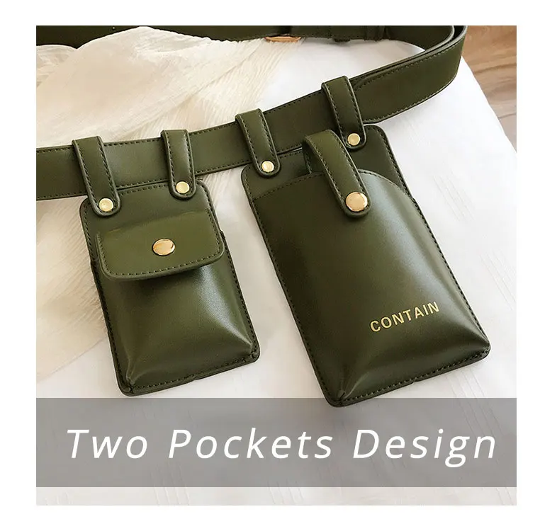 Женская сумка для телефона с двумя карманами; дизайнерские кожаные сумки для женщин; цвет черный, зеленый, белый; сумка на ремне; женская