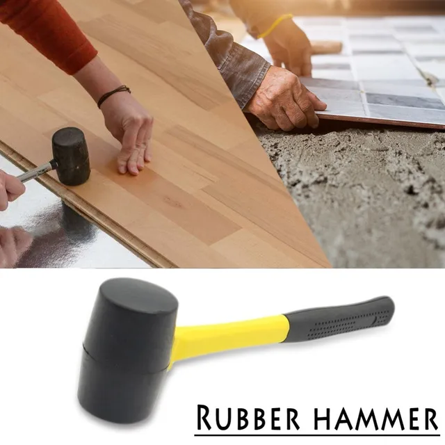 Wooden Floor Tile Rubber Hammer Mallet Wooden Handle Double Head Installation Rubber Hammer Multifunctional Repair Hand Tool