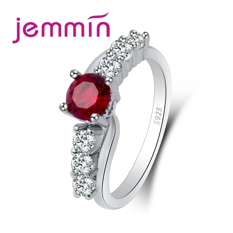 Jemmin Generous New Round Cut Big Red White Cz S90 Silver Color Ring Gorgeous Perfect Elaborate Lovers Jewelry Wholesale huismerk kopen in de aanbieding