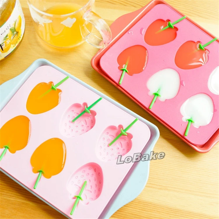 2 шт./Лот силиконовые формы в форме клубники для шоколада леденца мороженого