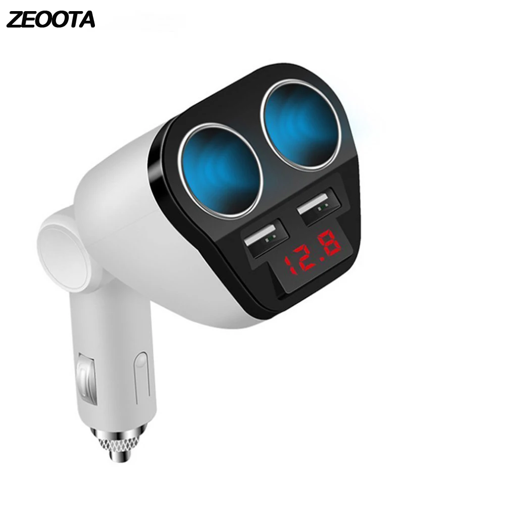 Car Charger Intelligent Multifunction 2 Socket Cigarette Lighter Power