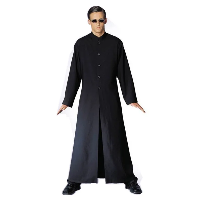 

Qi County Halloween costume party cosplay Cybe Man costume adult black robe Matrix