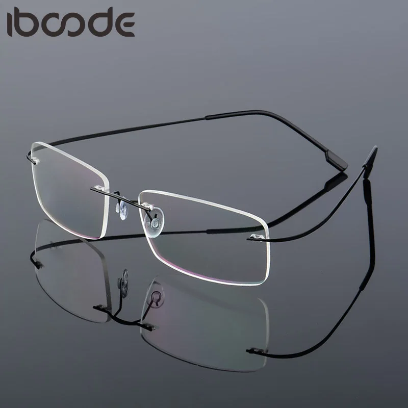 

iboode Classic Mens Pure Titanium Rimless Glasses Frames Myopia Optical Frame Ultra-light Titanium Frameless Eyeglasses Frame