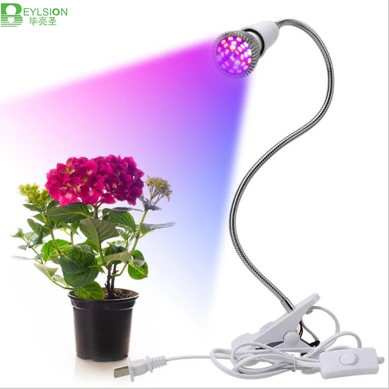BEYLSION полный спектр светодиодный Grow светильник 85 265V E27 растительная лампа One/две