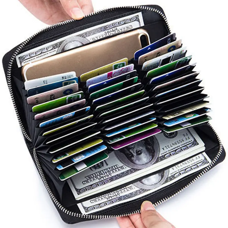 

Fashion Genuine Leather Function 36 Bits Card Case Business Holder Men Women Credit Passport Card Bag ID Passport Card Wallet