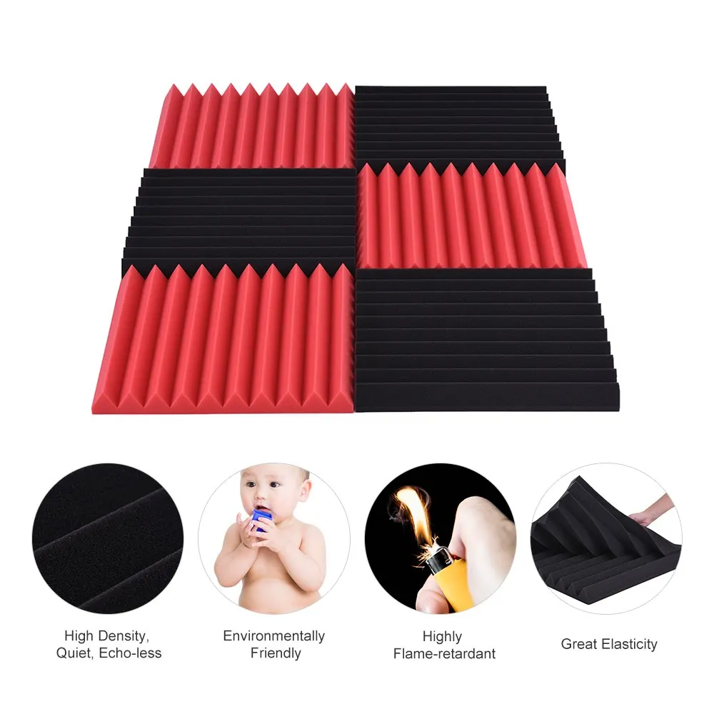 

High Density 6 Pack Studio Acoustic Foams Sponge Panels Tiles Absorption Sound Insulation Triangle Foam Flame-retardant
