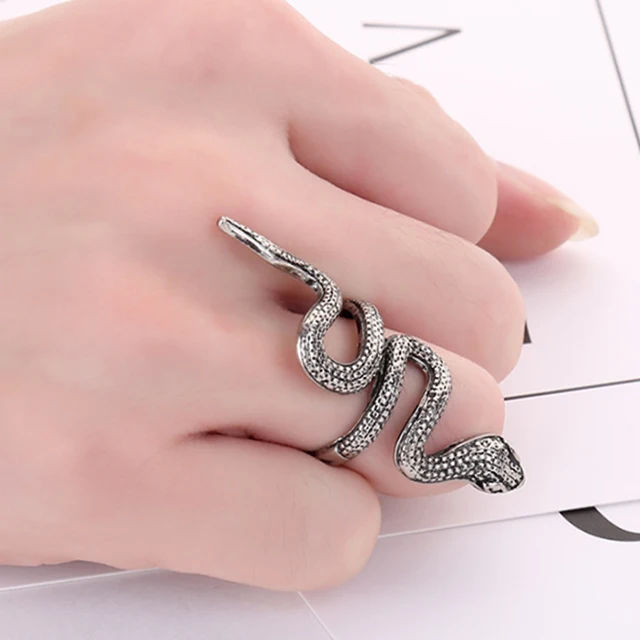 1PC Sale Punk Gothic Silver Men Ring Snake Animal Stainless Steel Rock Vintage W 1PC Sale Punk Gothic Silver Men Ring Snake Animal Stainless Steel Rock Vintage W
