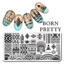 Born pretty 12*6 см Прямоугольник Ногтей Штамповка Плиты Национальное Меньшинство Модель Ногтей Маникюр Шаблона BP-L048