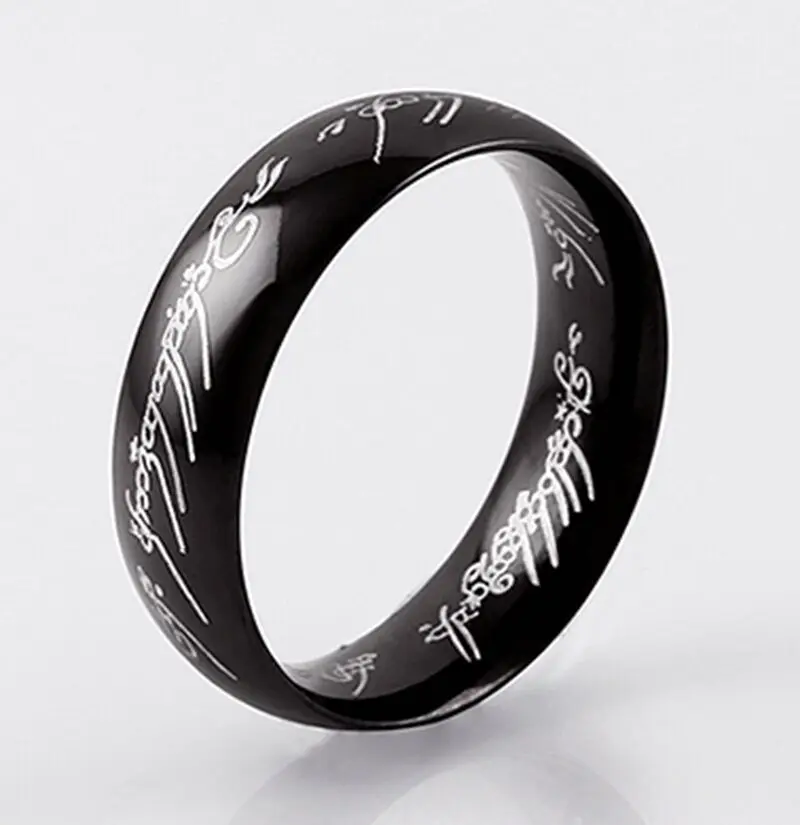 

Hot Stainless Steel The Lord of One Magic Ring Men or Women Ring Black Silver Gold for Personality Jewelry Dropshipping