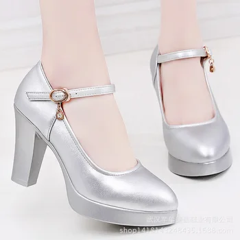 

Spring and Autumn Silver Model Cheongsam t-walking show high-heeled thick with waterproof platform performance single shoes