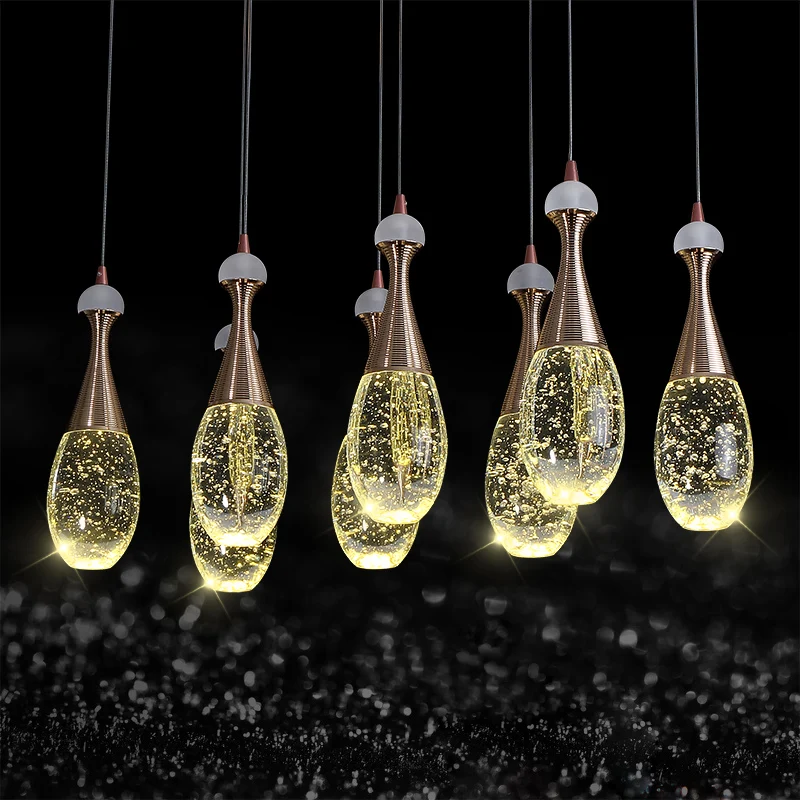 Modern Jellyfish Perfume Bottle Bubble Crystal Pendant Light Restaurant LED Lighting Dining Room Hanging Lamp Fixtures Droplight