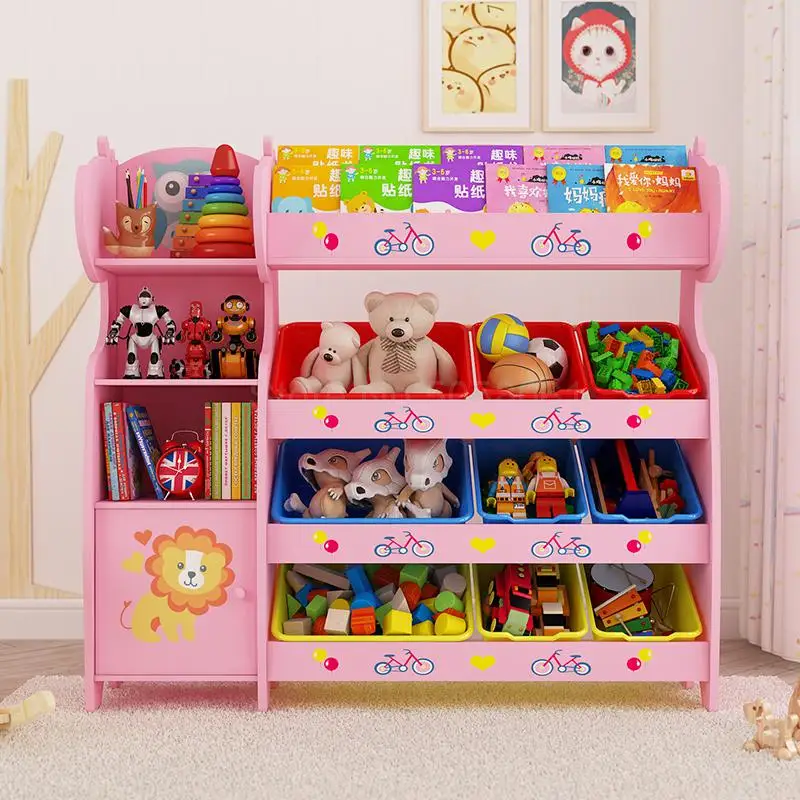 

Children's Toy Storage Rack Baby Bookshelf Kindergarten Toy Storage Cabinet Finishing Toy Shelf Rack Multilayer