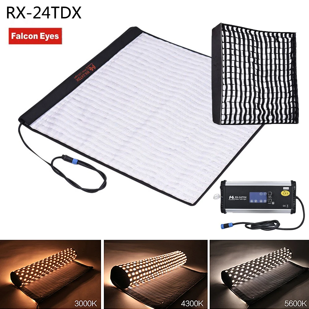

New Falcon Eyes RX-24TDX Portable Flexible Square Rollable Cloth LED Fill-in Light Lamp Studio Video Lighting 150W Bi-Color