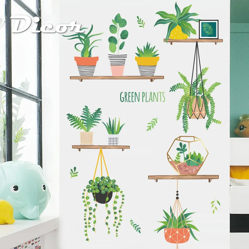 Наклейки на стену DICOR DIY Горшечное растение для домашнего декора Кухонное