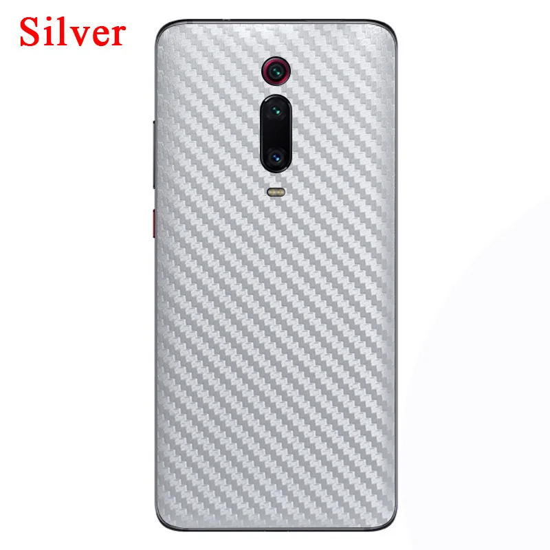 Для Xiao mi Red mi K20 7 Note 7 mi 9 SE 9T Pro A3 CC9 Новинка полное покрытие задняя наклейка Кожа 3D углеродное волокно Защитная пленка для телефона - Цвет: Silver