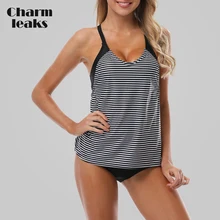 Charmleaks Women Tankini Set Striped Swimwear Halter Swimsuit Padded Bandage Bikini Bathing Suit Beachwear Bikini Charmleaks Women Tankini Set Striped Swimwear Halter Swimsuit Padded Bandage Bikini Bathing Suit Beachwear Bikini