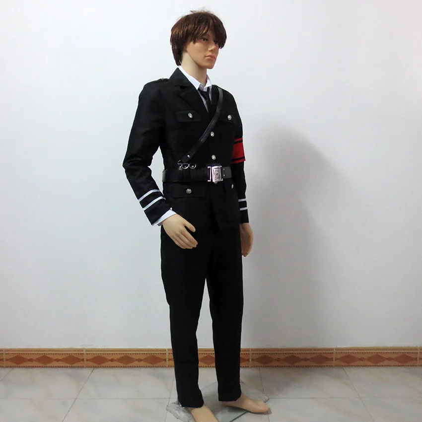 Perucas Аниме Togainu no Chi Akira косплей костюм военная форма включает топ+ брюки+ рубашка+ ремень+ галстук